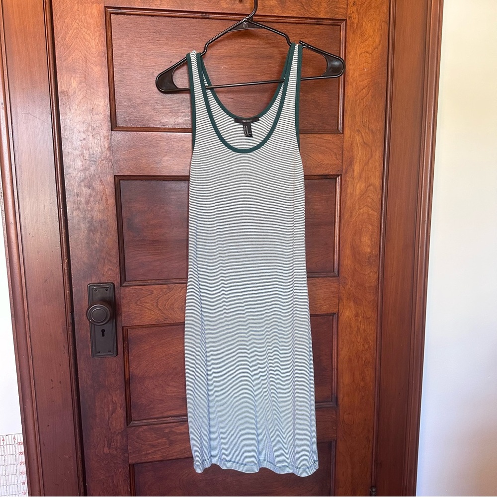 Green and White striped dress